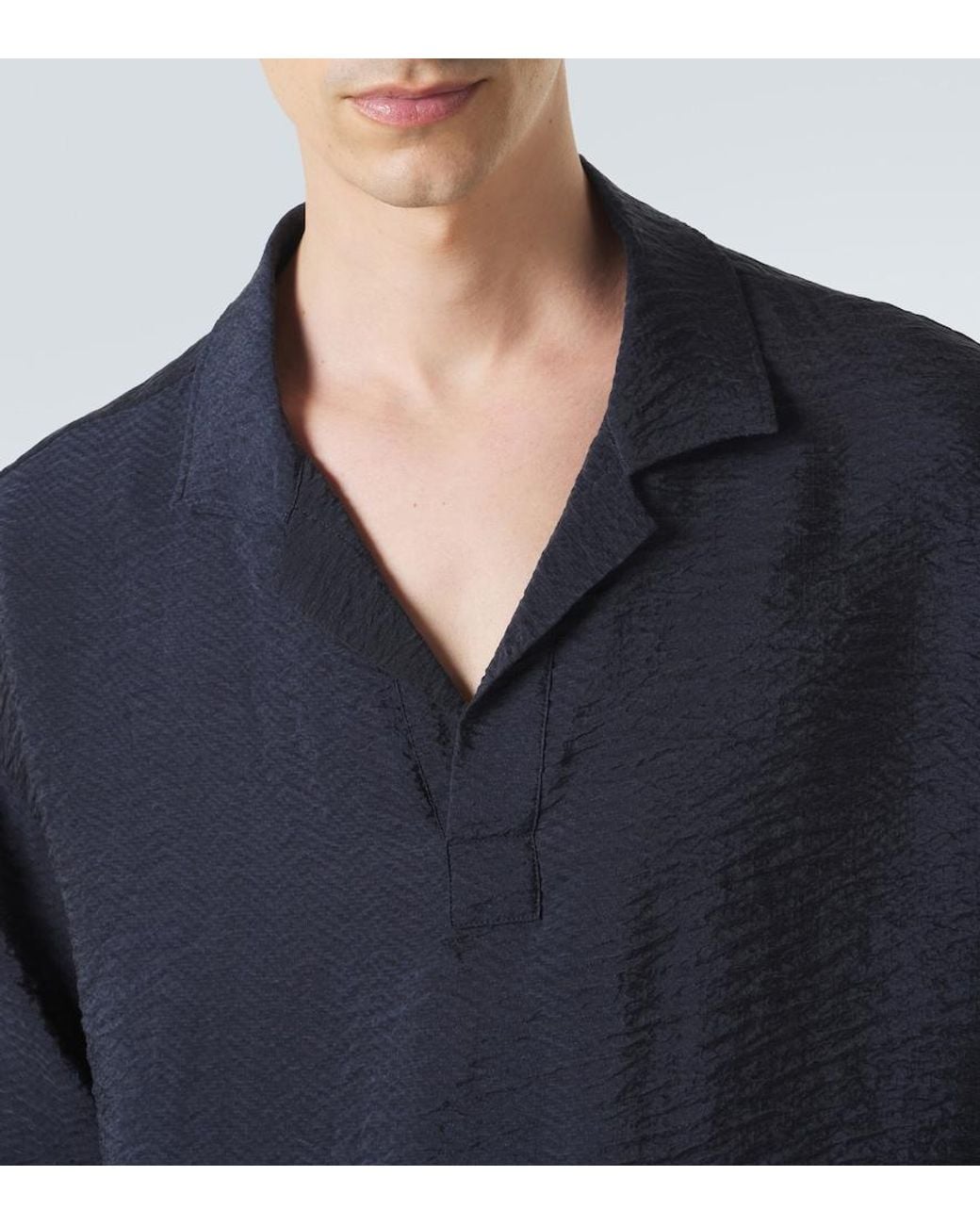 Giorgio Armani Blue Seersucker Polo Shirt for men