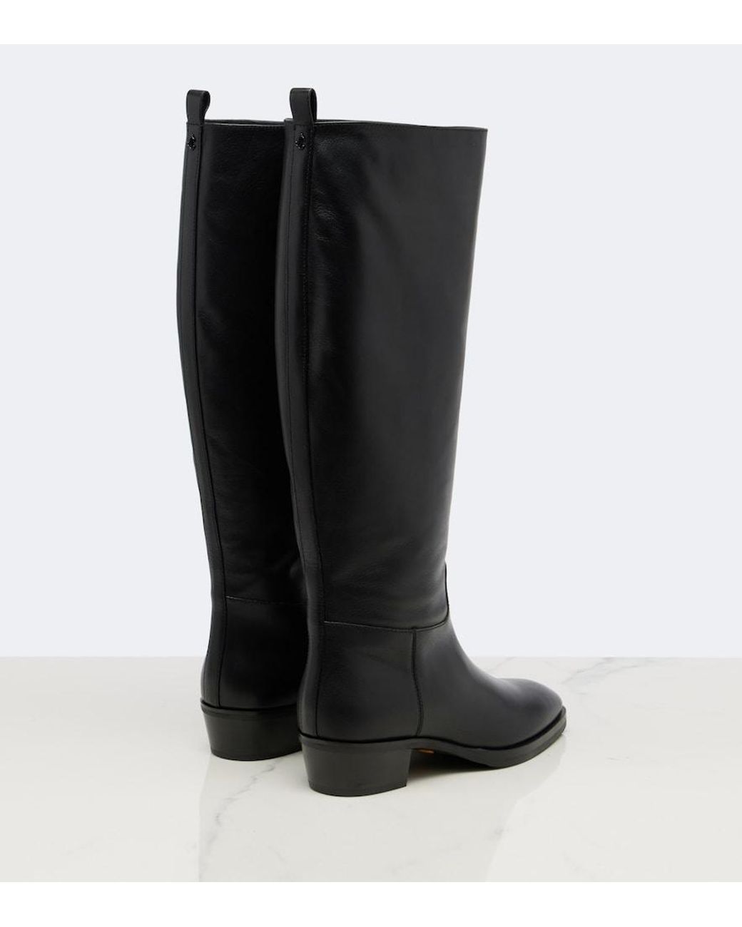 Jimmy Choo Black Mave Leather Knee-High Boots