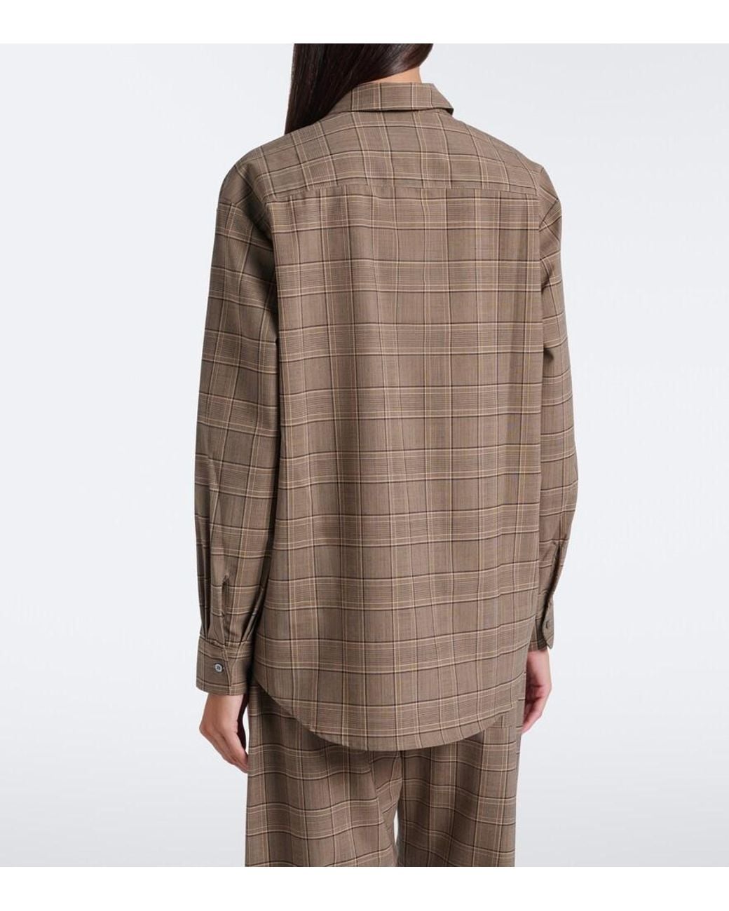 Leset Brown Mia Checked Oversized Shirt