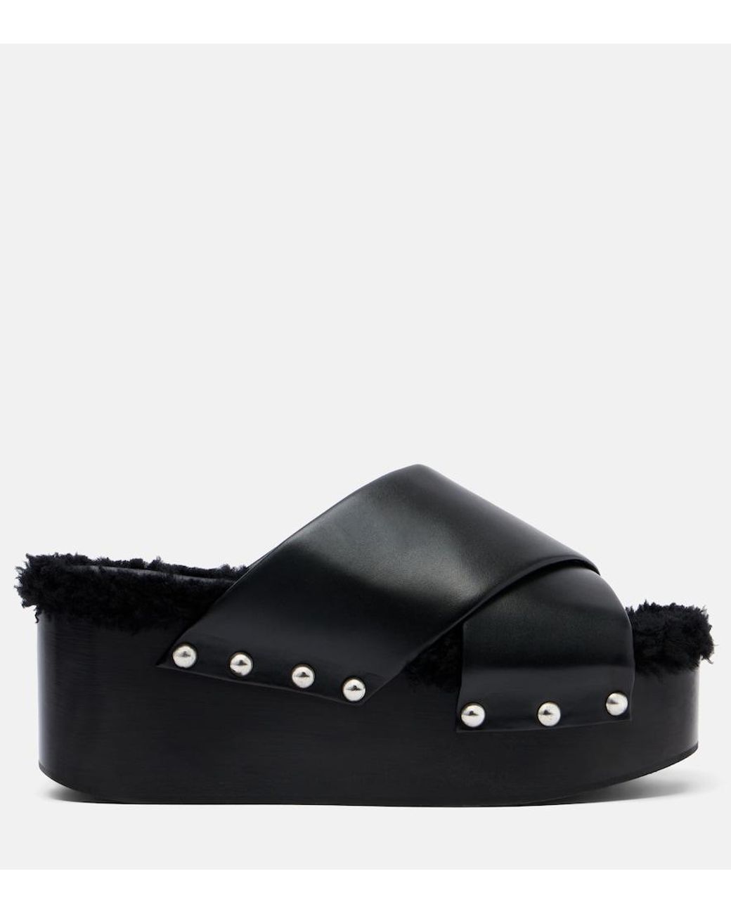 Le Monde Beryl Black Leather Sandals