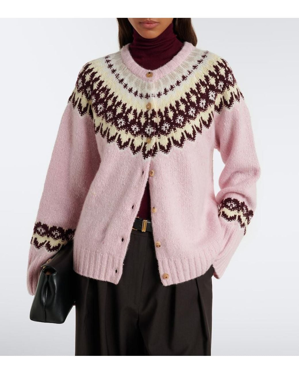 arch4 Pink Loze Fair Isle Cashmere Cardigan