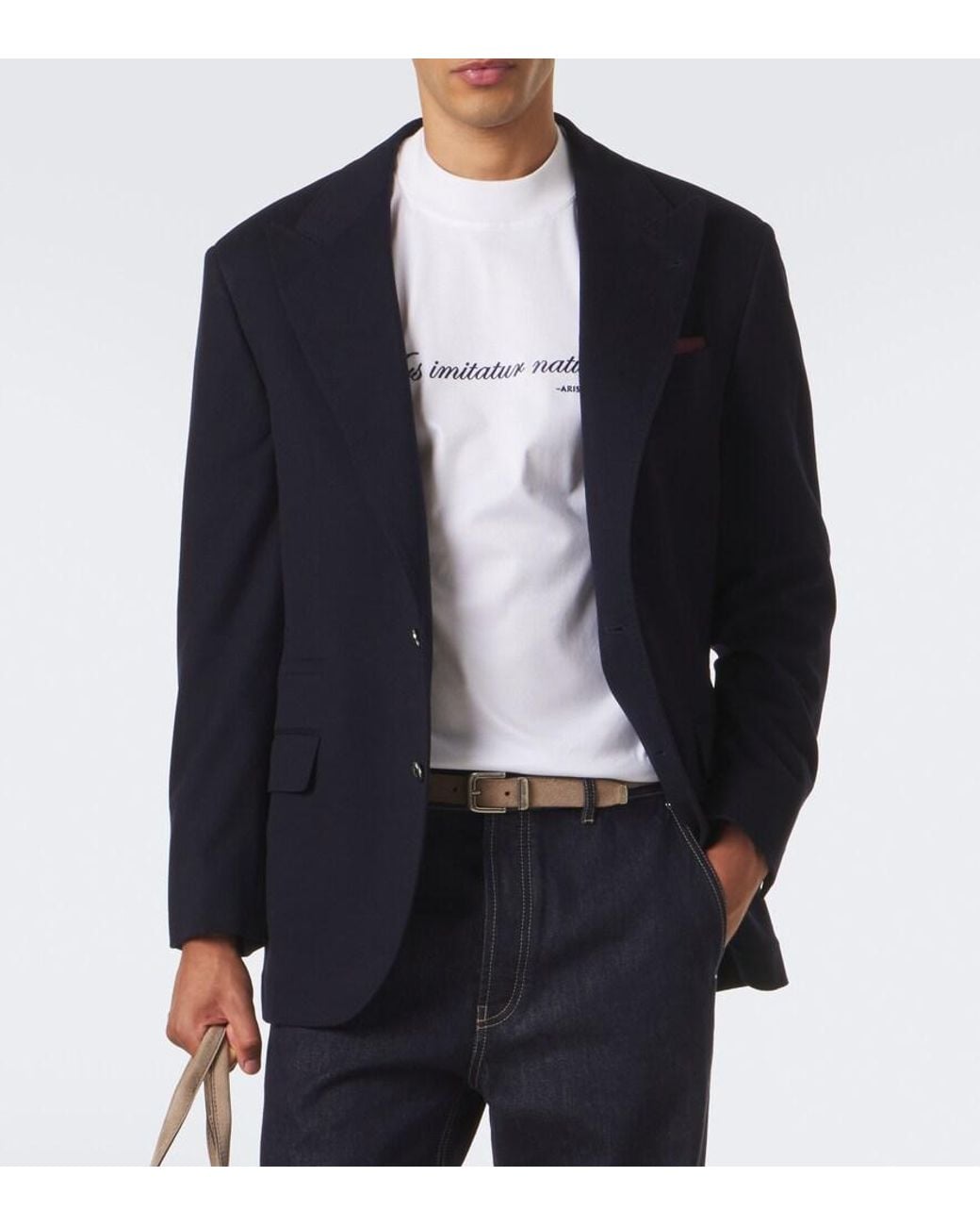 Brunello Cucinelli Blue Wool Blazer for men