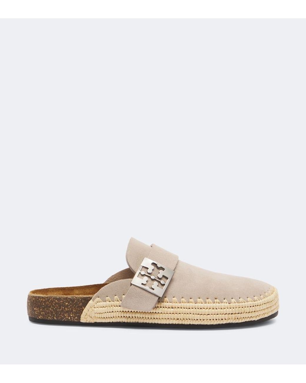 Tory Burch White Mellow Woven Suede Clogs