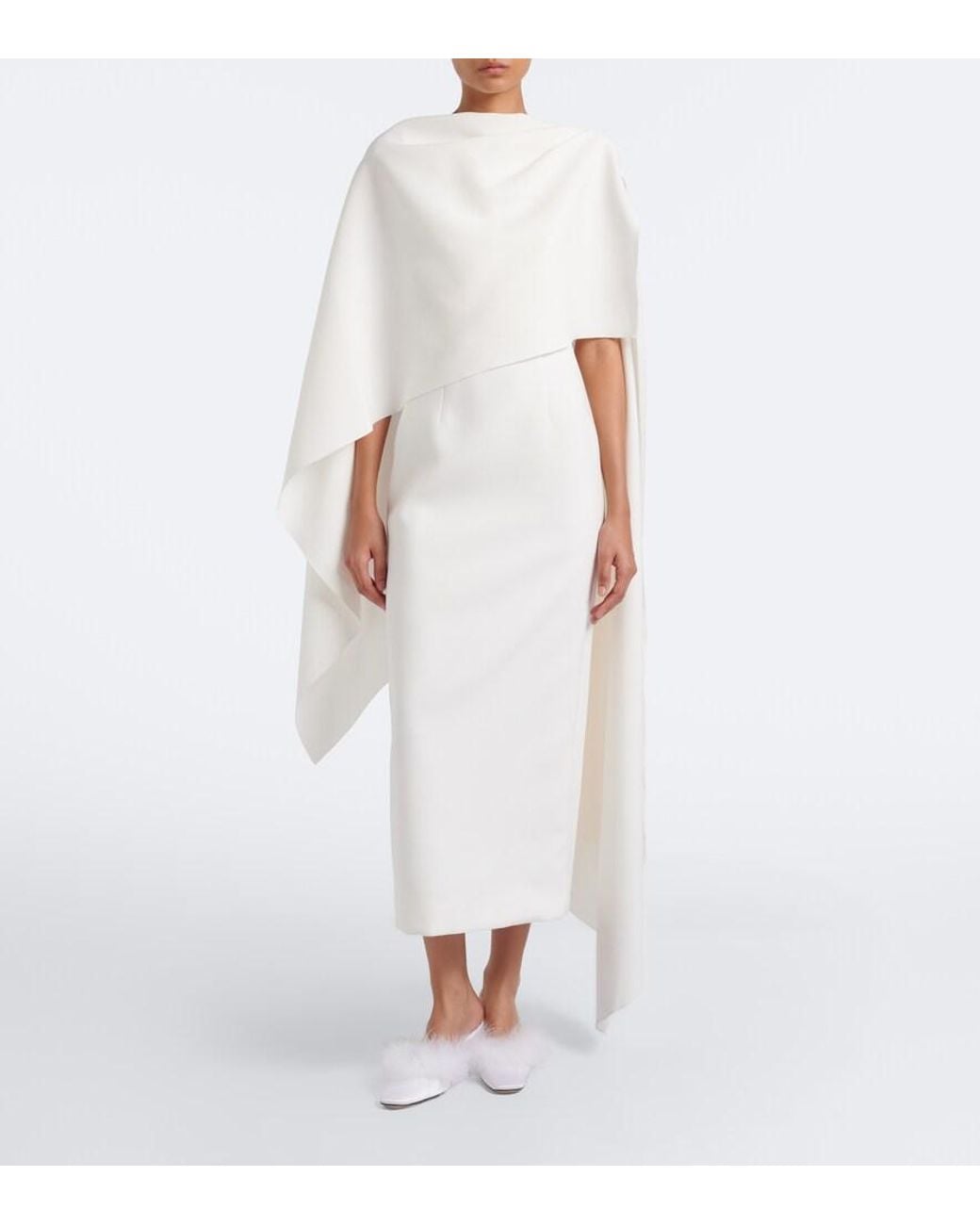 Mach & Mach White Bridal Feather-Trimmed Mules