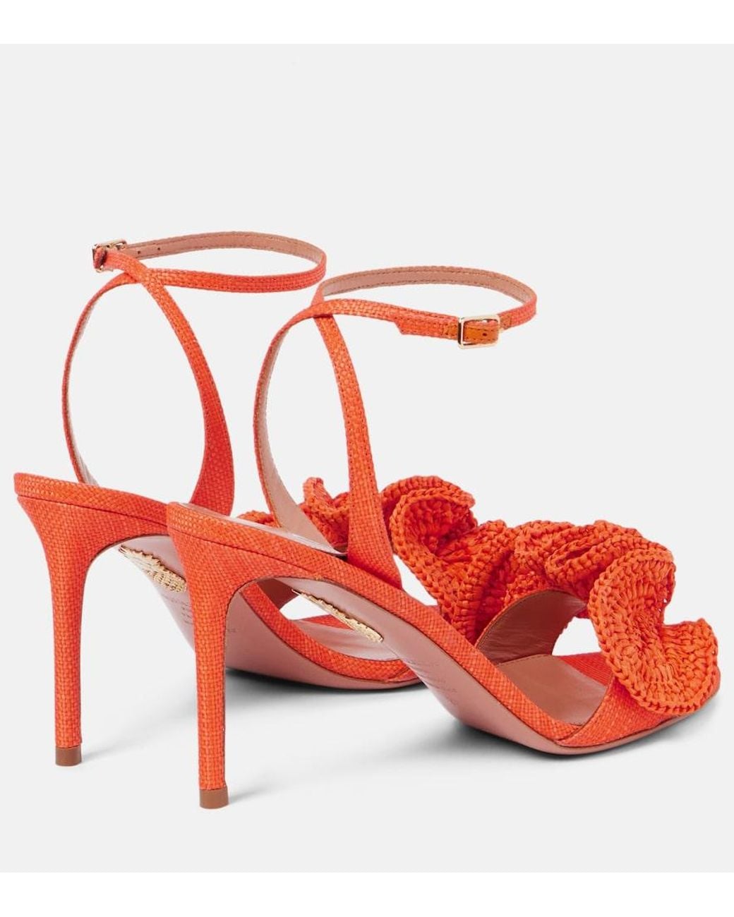 Aquazzura Red Noches Tropicales 85 Raffia Sandals