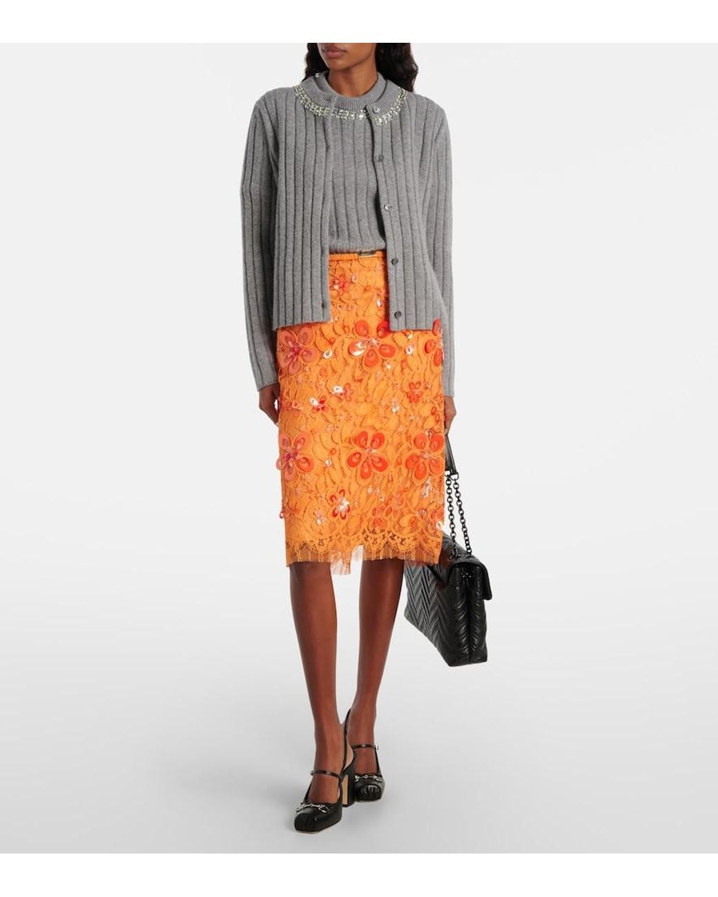 Gucci Gray Embellished Wool And Cashmere Sweater