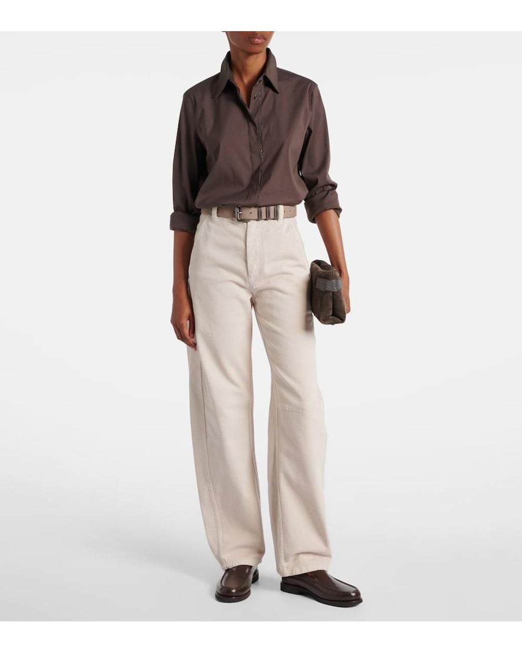 Brunello Cucinelli Natural High-Rise Straight Jeans