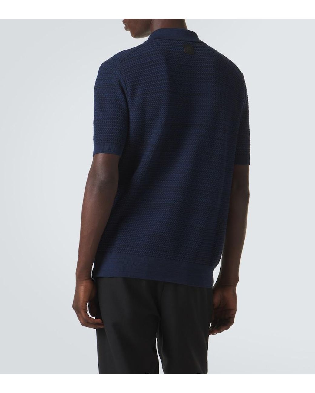 Etro Blue Cotton Polo Sweater for men