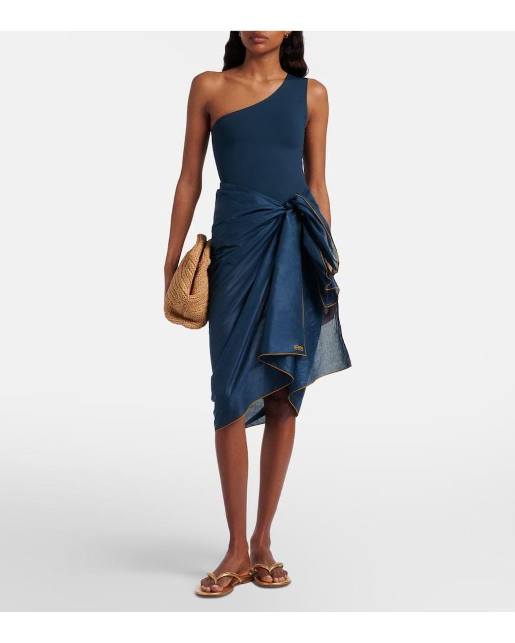 Eres Blue Effigie One-Shoulder Swimsuit