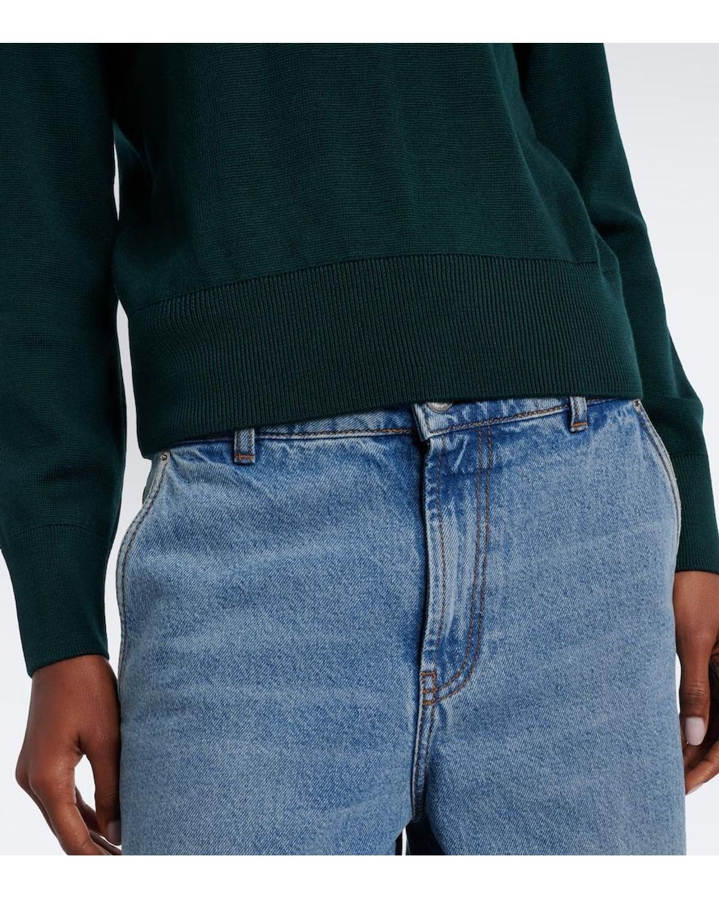 AMI Green Ami De Coeur Virgin Wool Sweater