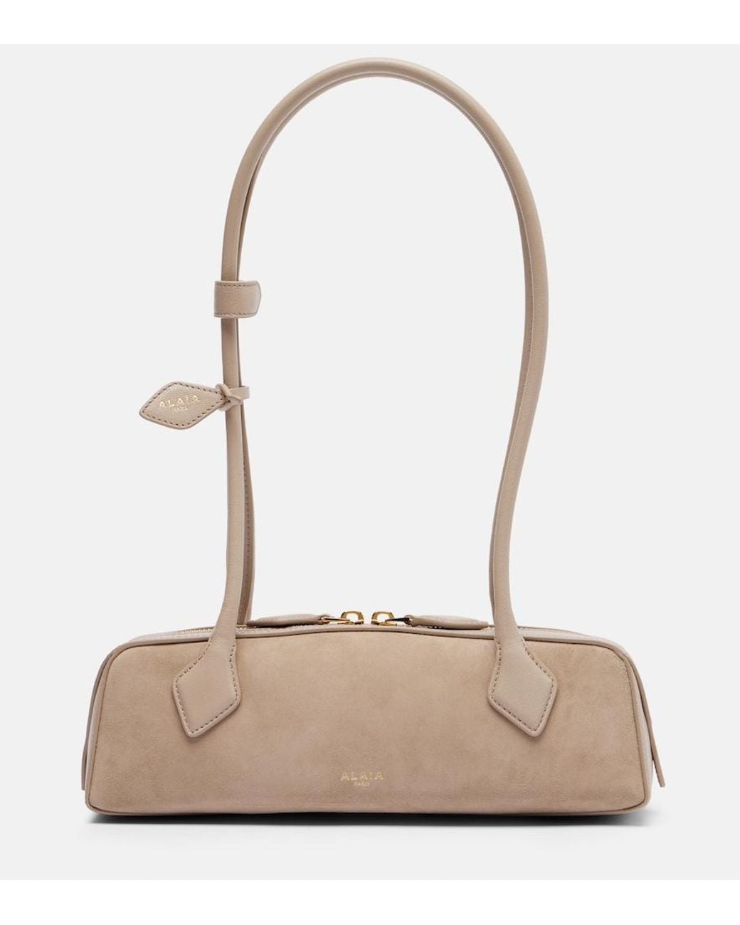Alaïa Natural Le Teckel Small Suede Shoulder Bag