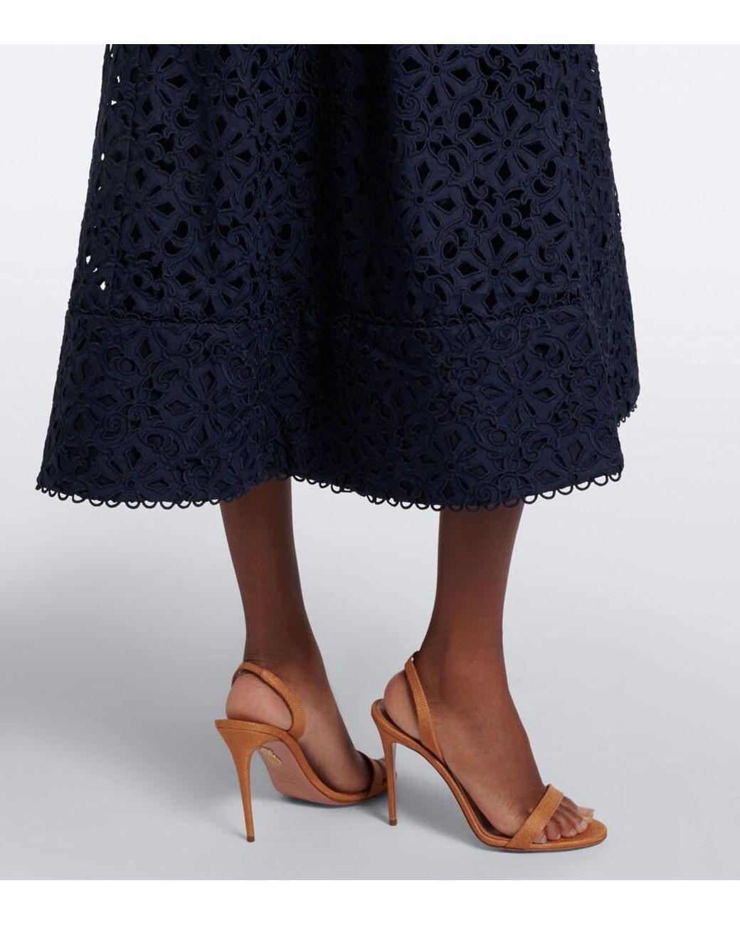 Rebecca Vallance Blue Antalya Broderie Anglaise Midi Dress