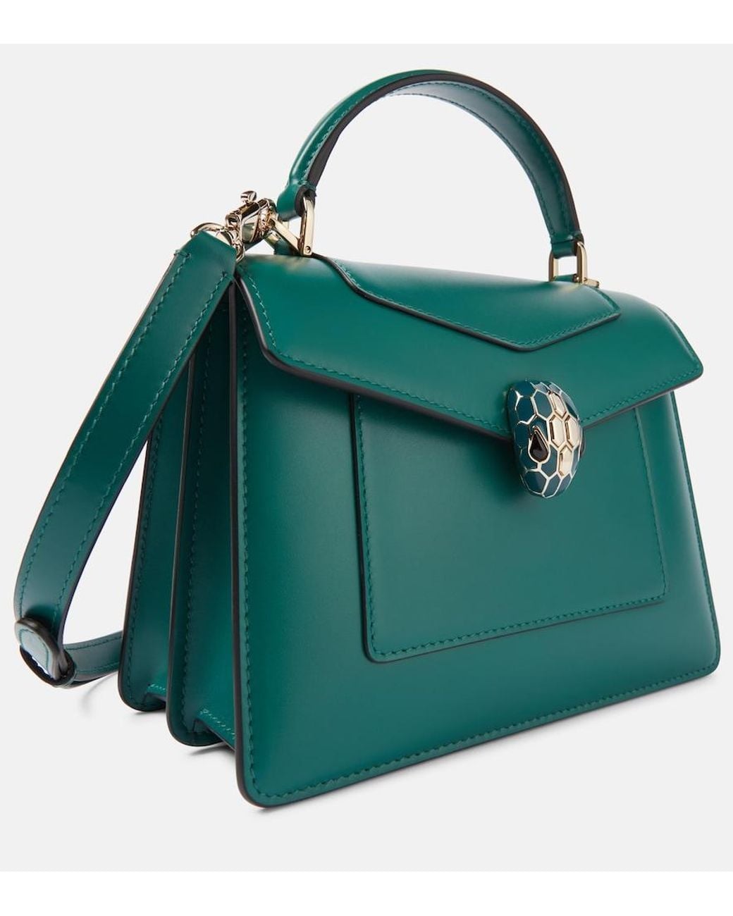 BVLGARI Green Serpenti Forever Medium Leather Top-Handle Bag