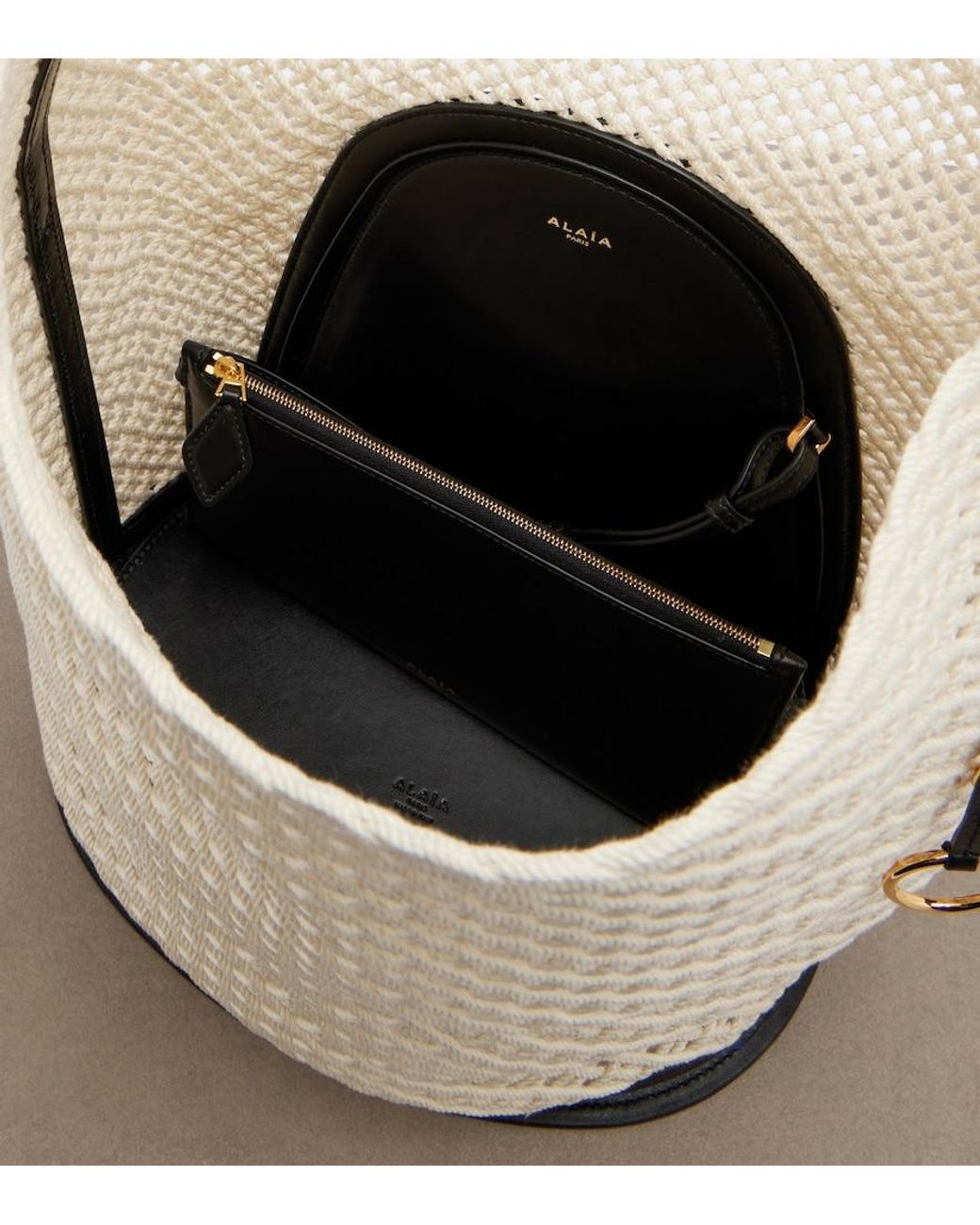Alaïa White Hip Large Leather-Trimmed Bucket Bag