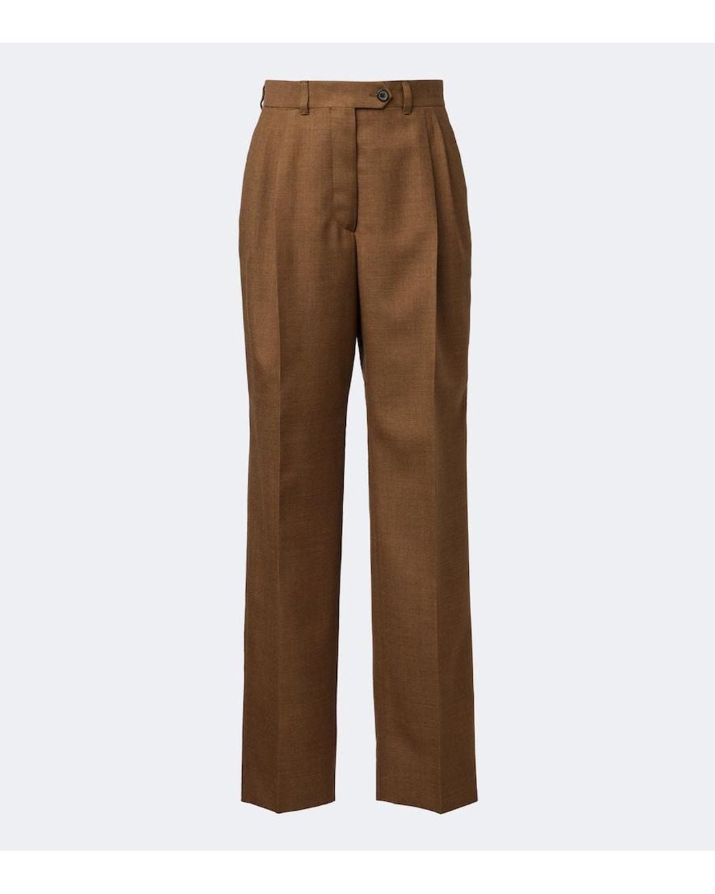 Prada Brown Pleated Virgin Wool Straight Pants