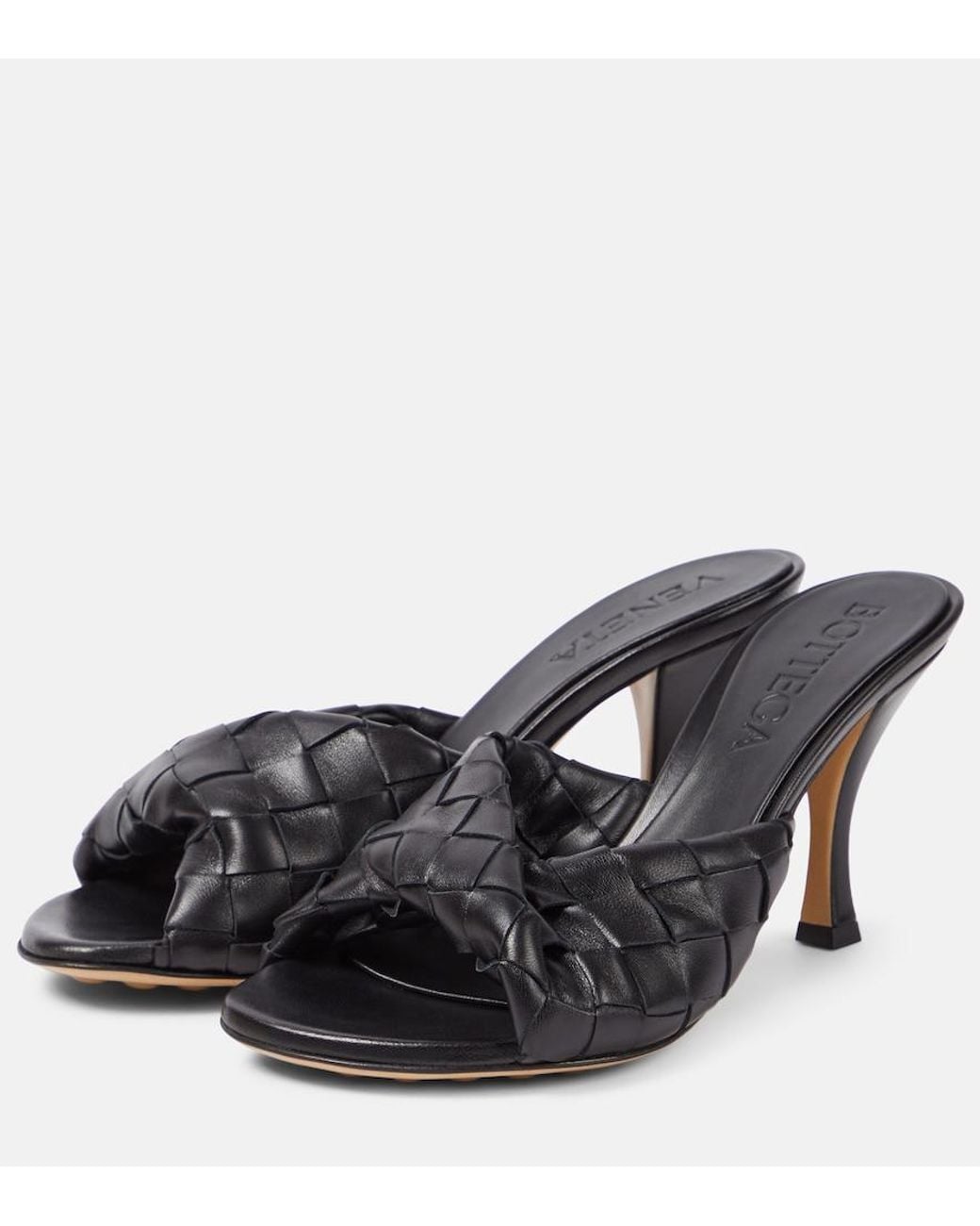 Bottega Veneta Black Leather Kitten Heel Pumps