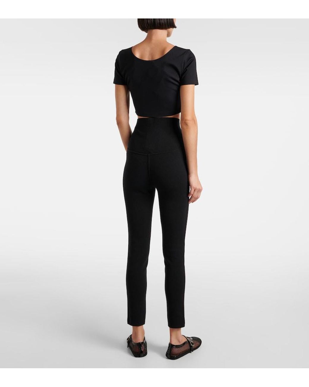Alaïa Black High-Rise Wool-Blend Leggings