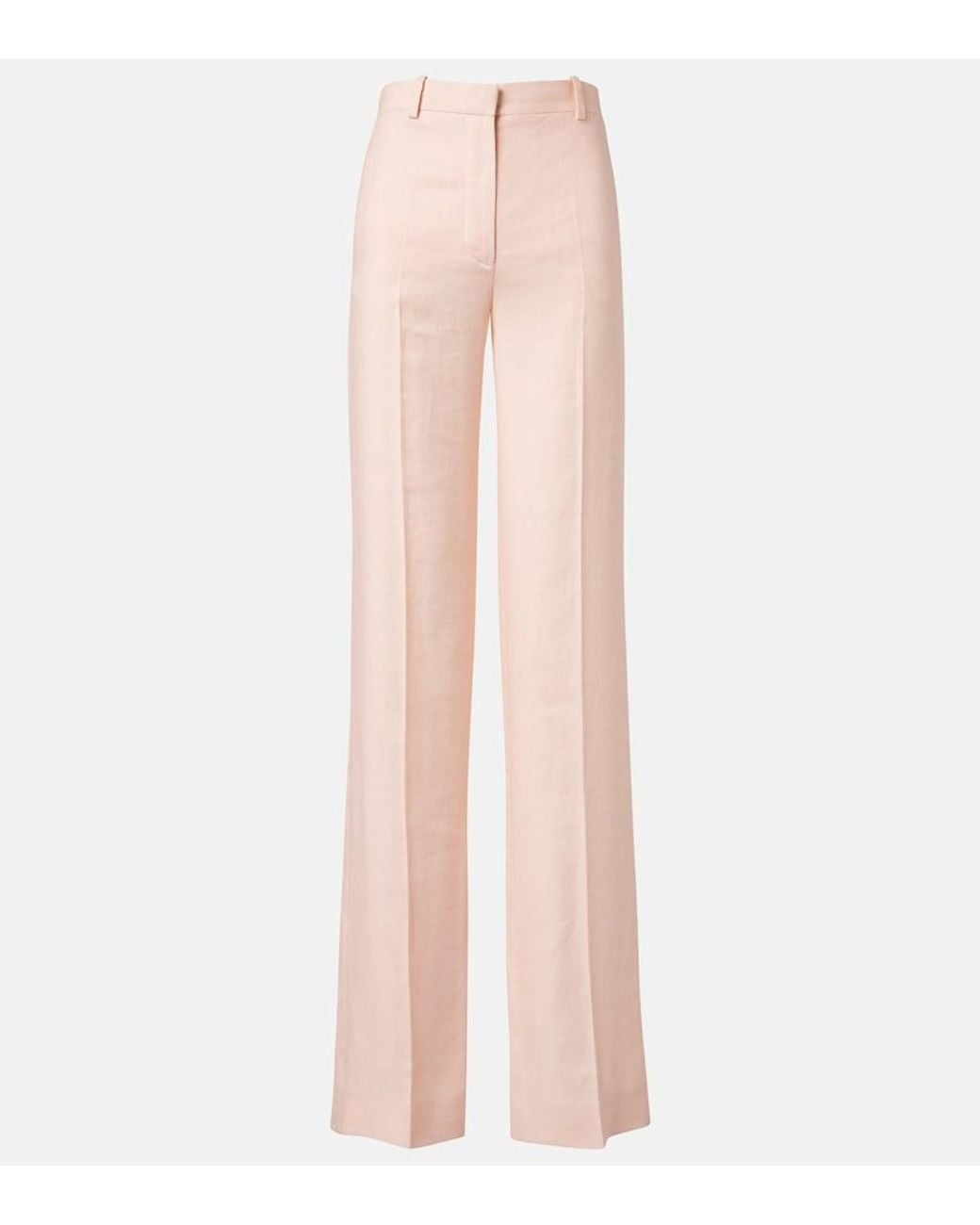 Loro Piana Pink Goldie Linen And Wool Straight Pants