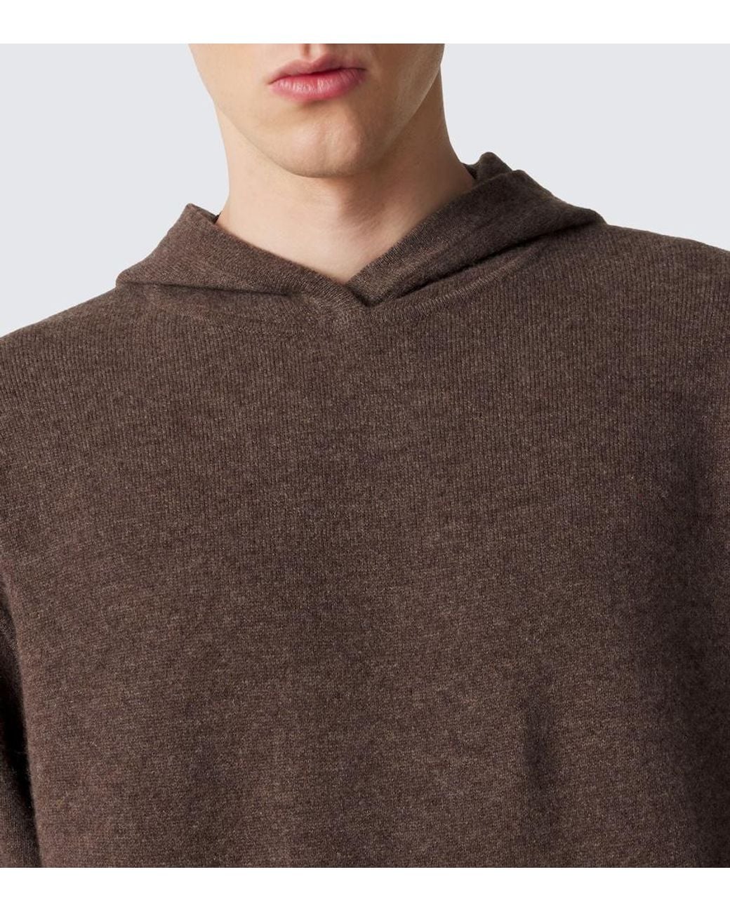 Acne Brown Knitted Cashmere-Blend Hoodie for men