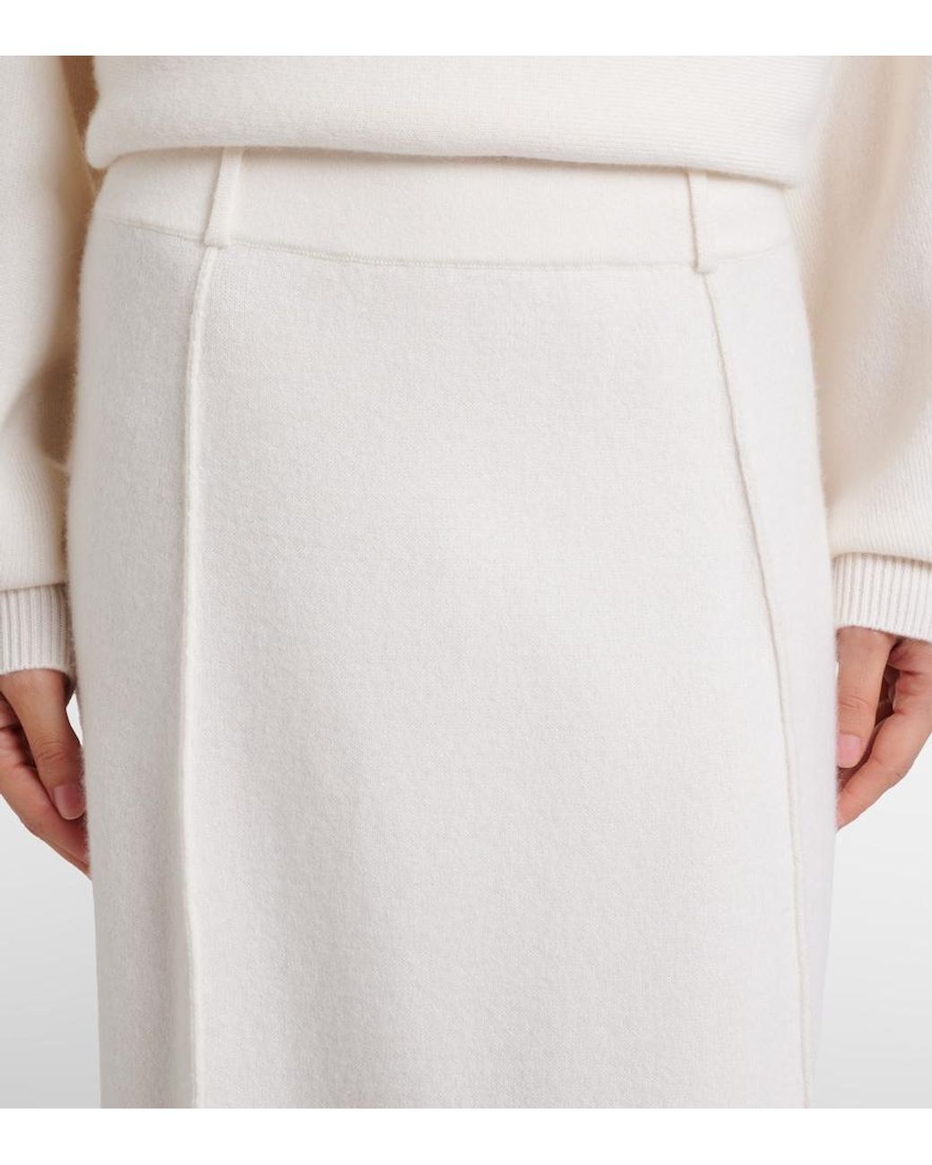Lisa Yang White Ruthie Cashmere Midi Skirt