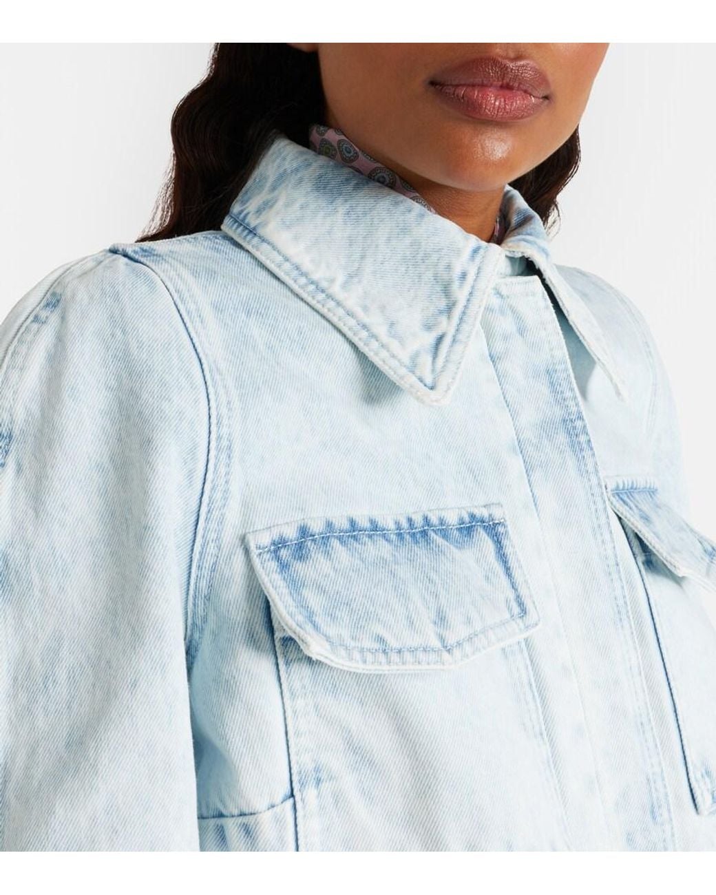 Dries Van Noten Blue Cropped Denim Jacket