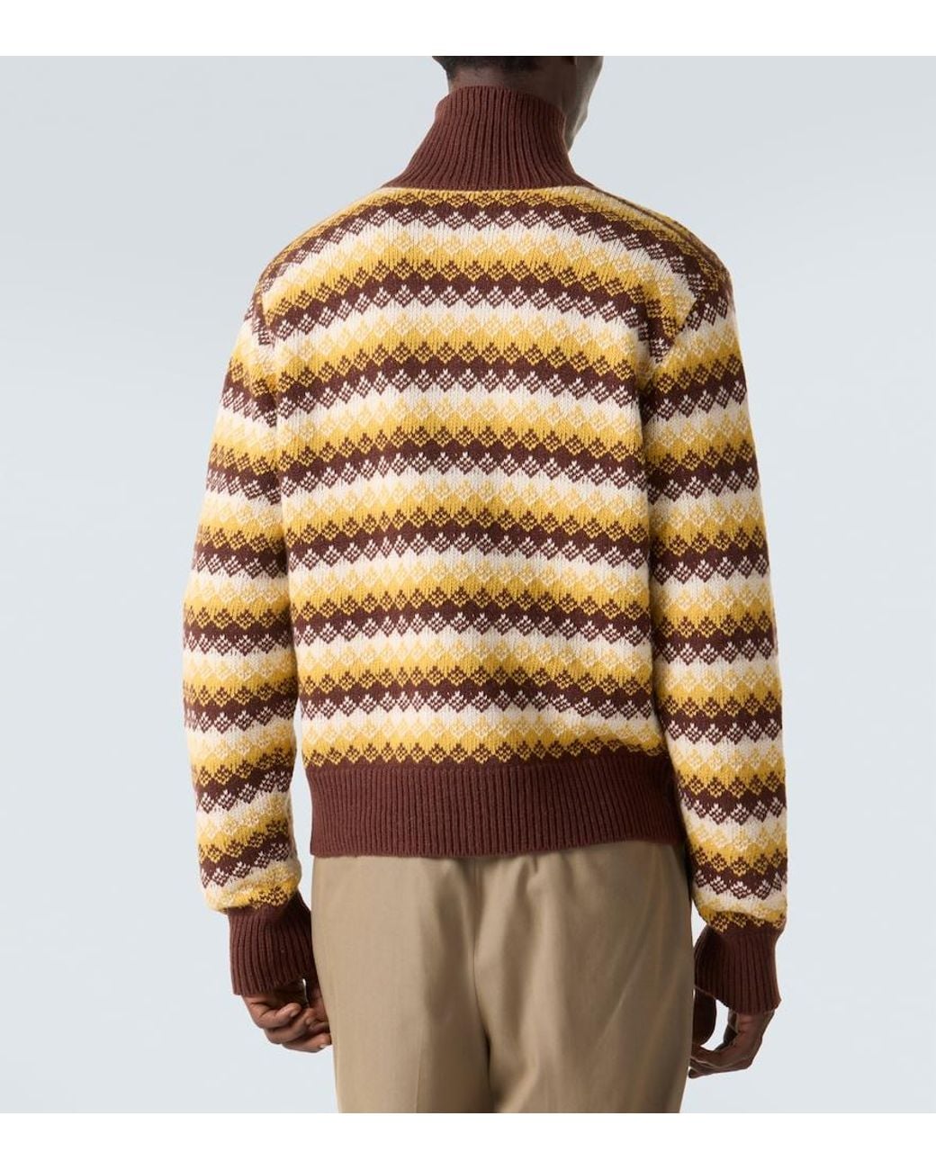 Auralee Orange Jacquard Cashmere And Wool Cardigan for men