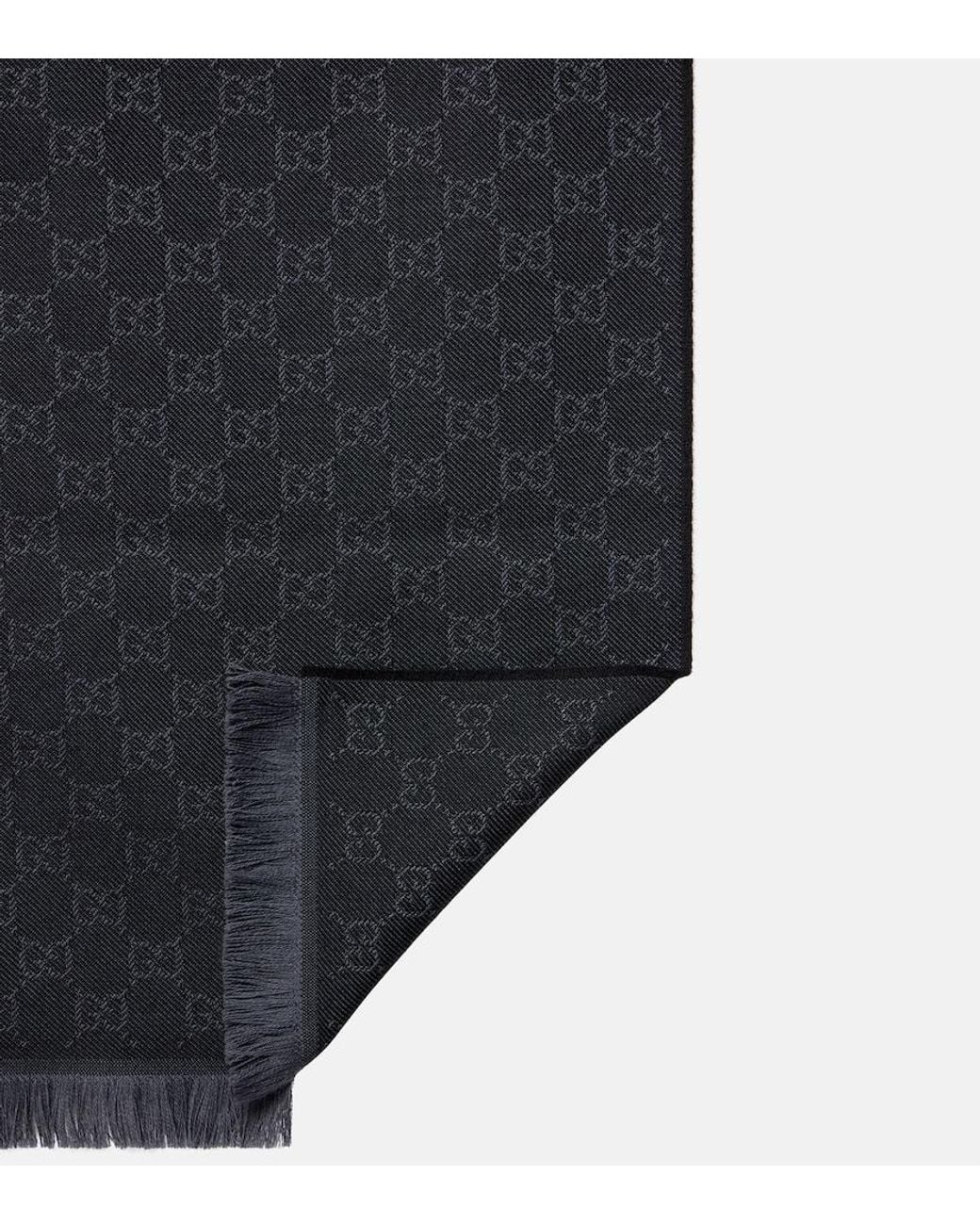 Gucci Blue Gg Wool Jacquard Scarf