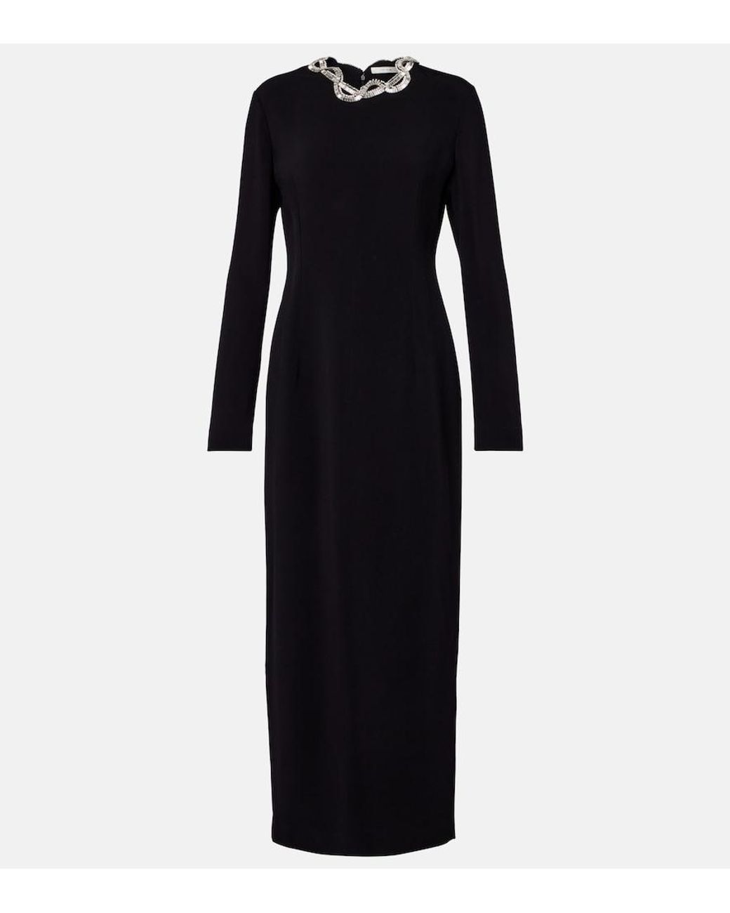 The Row Black Mitsuko Embellished Cady Midi Dress