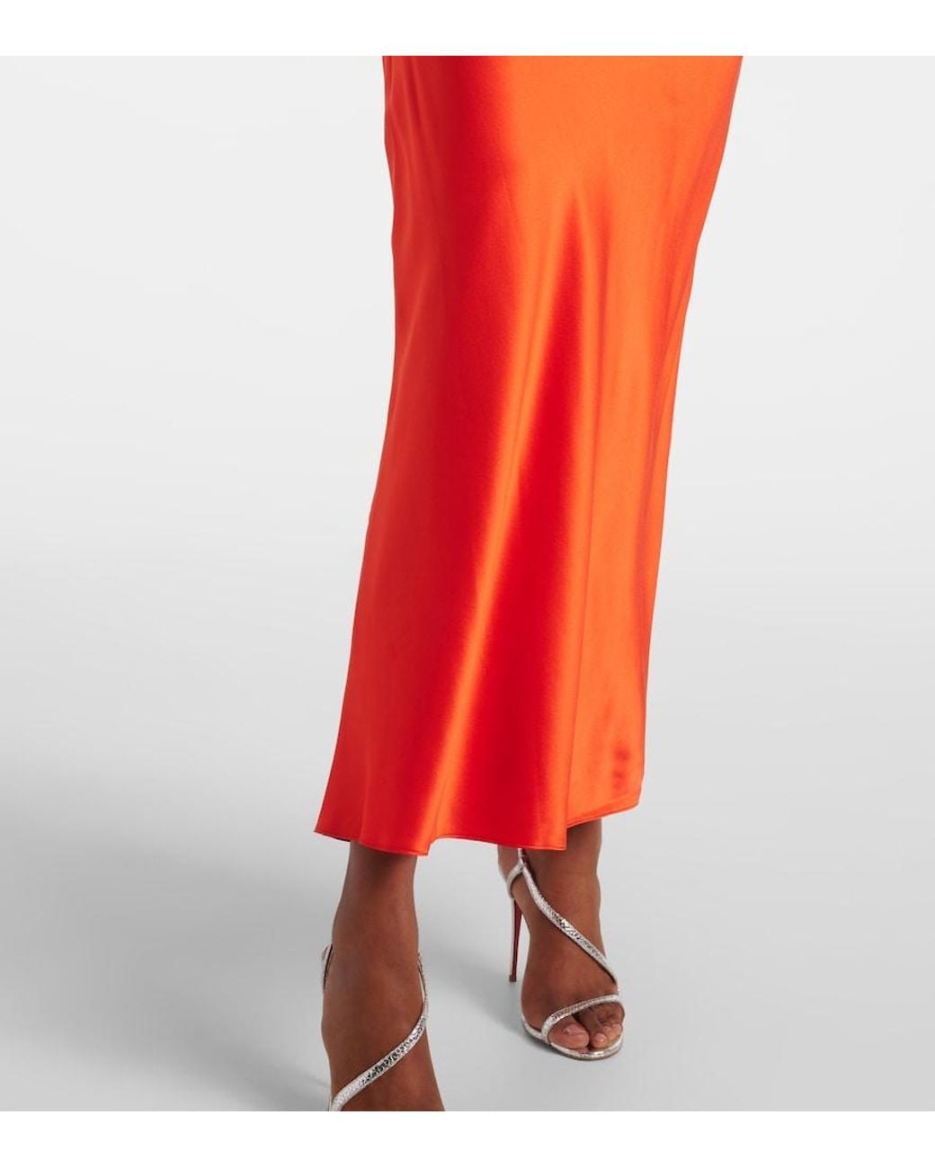 The Sei Red One-Shoulder Silk Satin Midi Dress