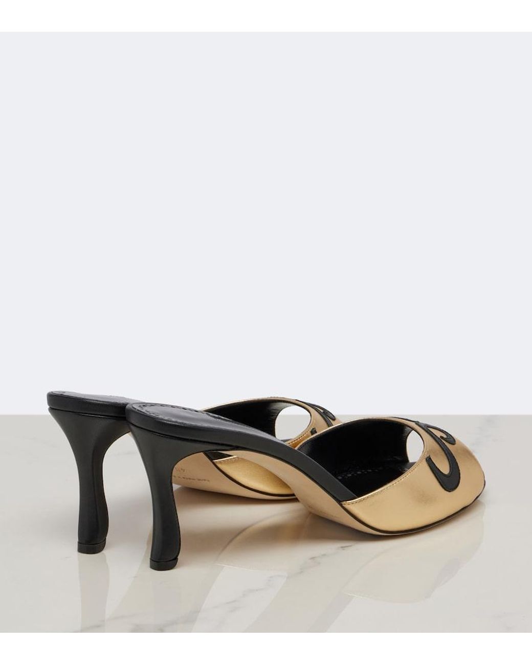 Manolo Blahnik Pintonamu Embroidered Metallic Leather Mules