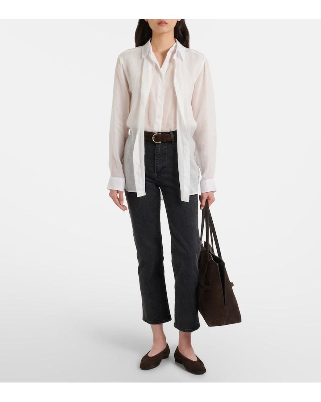 FRAME Blue Ruler Cropped Straight Jeans