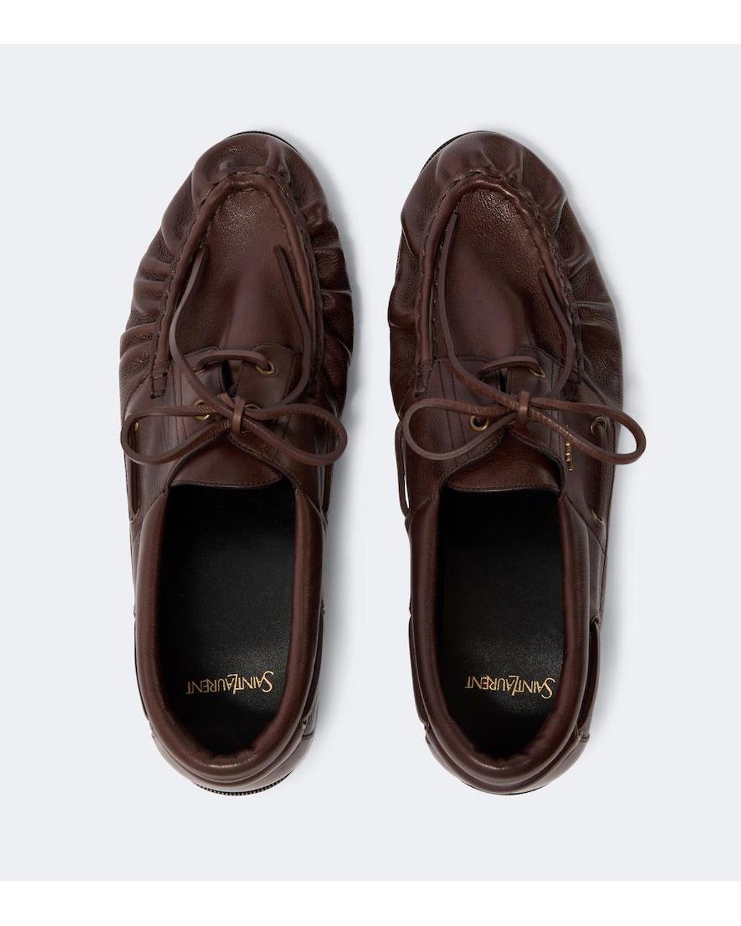 Saint Laurent Brown Le Loafer Bateau Leather Boat Shoes for men