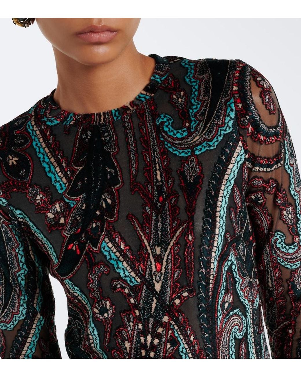 Etro Black Patch-Applique Paisley Top
