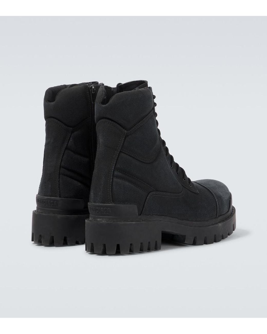 Balenciaga Black Combat Strike Canvas Lace-Up Boots for men
