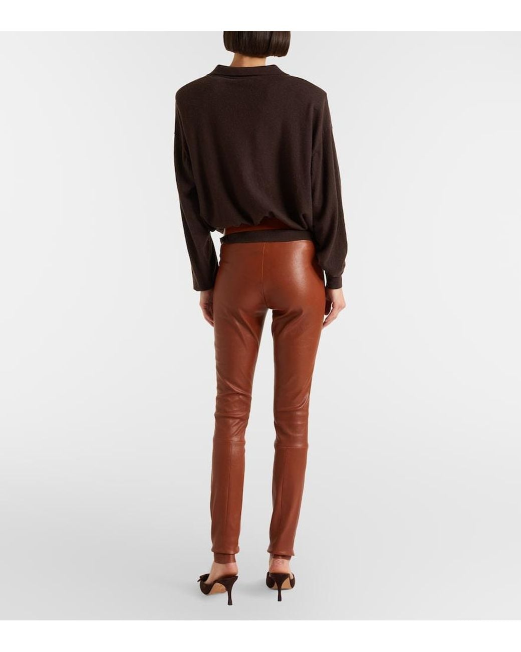 Stouls Brown Carolyn Leather Slim Pants