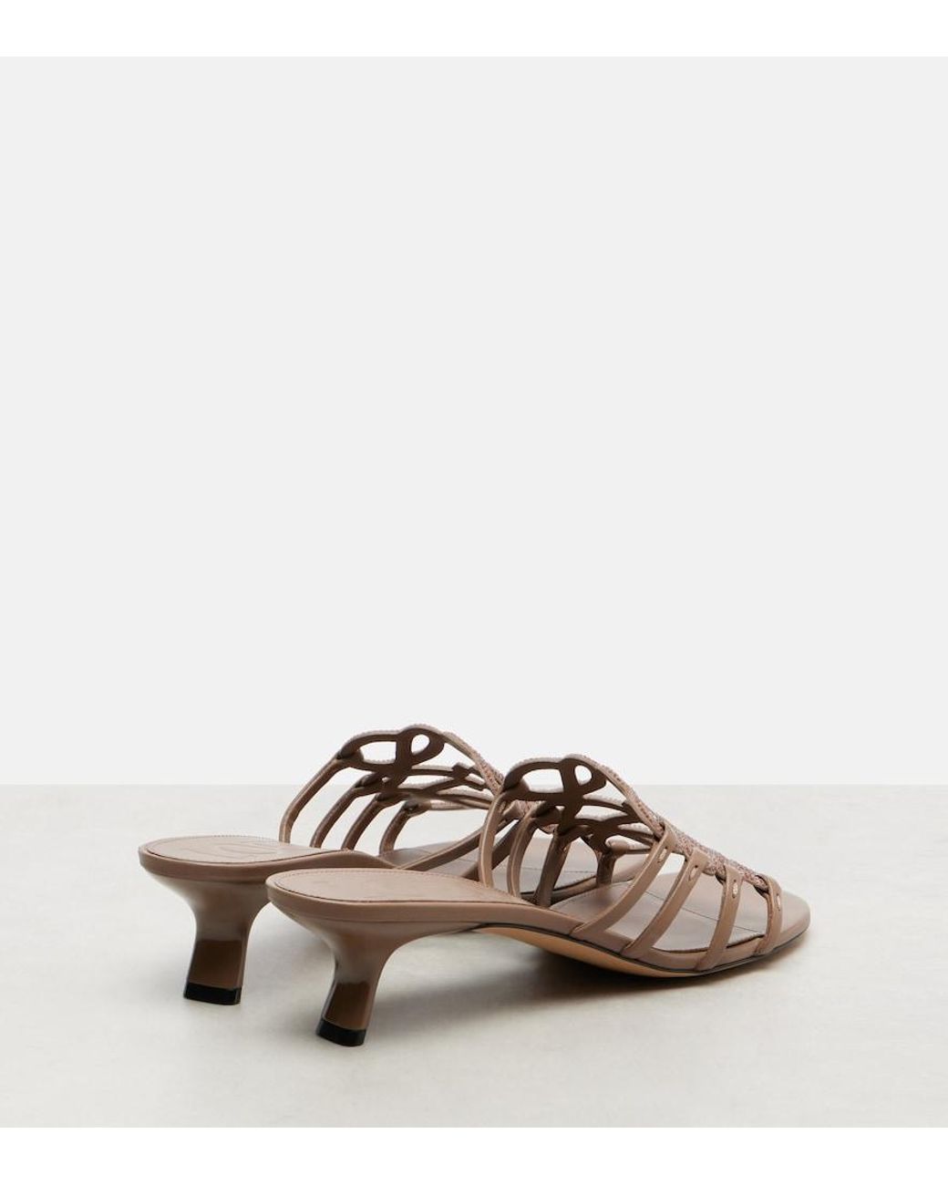 Loewe Pink Petal Anagram Embellished Suede Mules