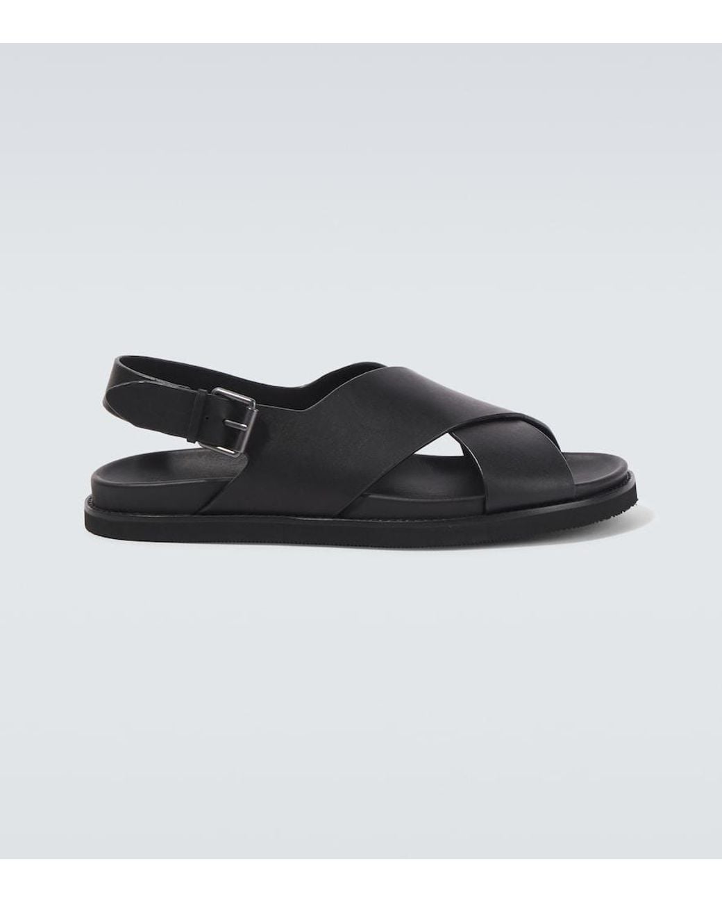 Polo Ralph Lauren Black Zane Leather Slingback Sandals for men