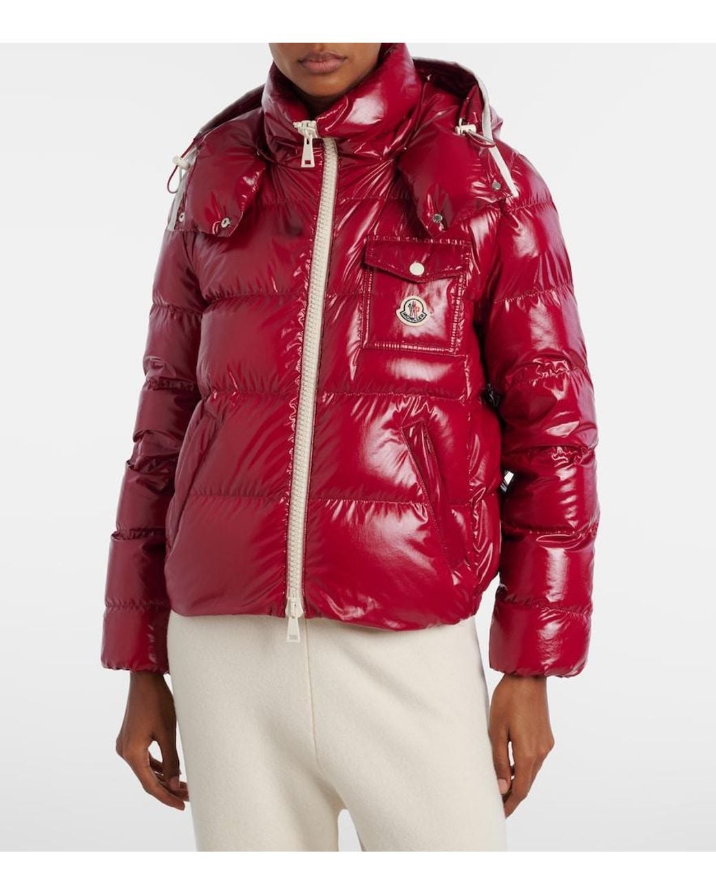 Moncler Red Andro Hooded Down Jacket