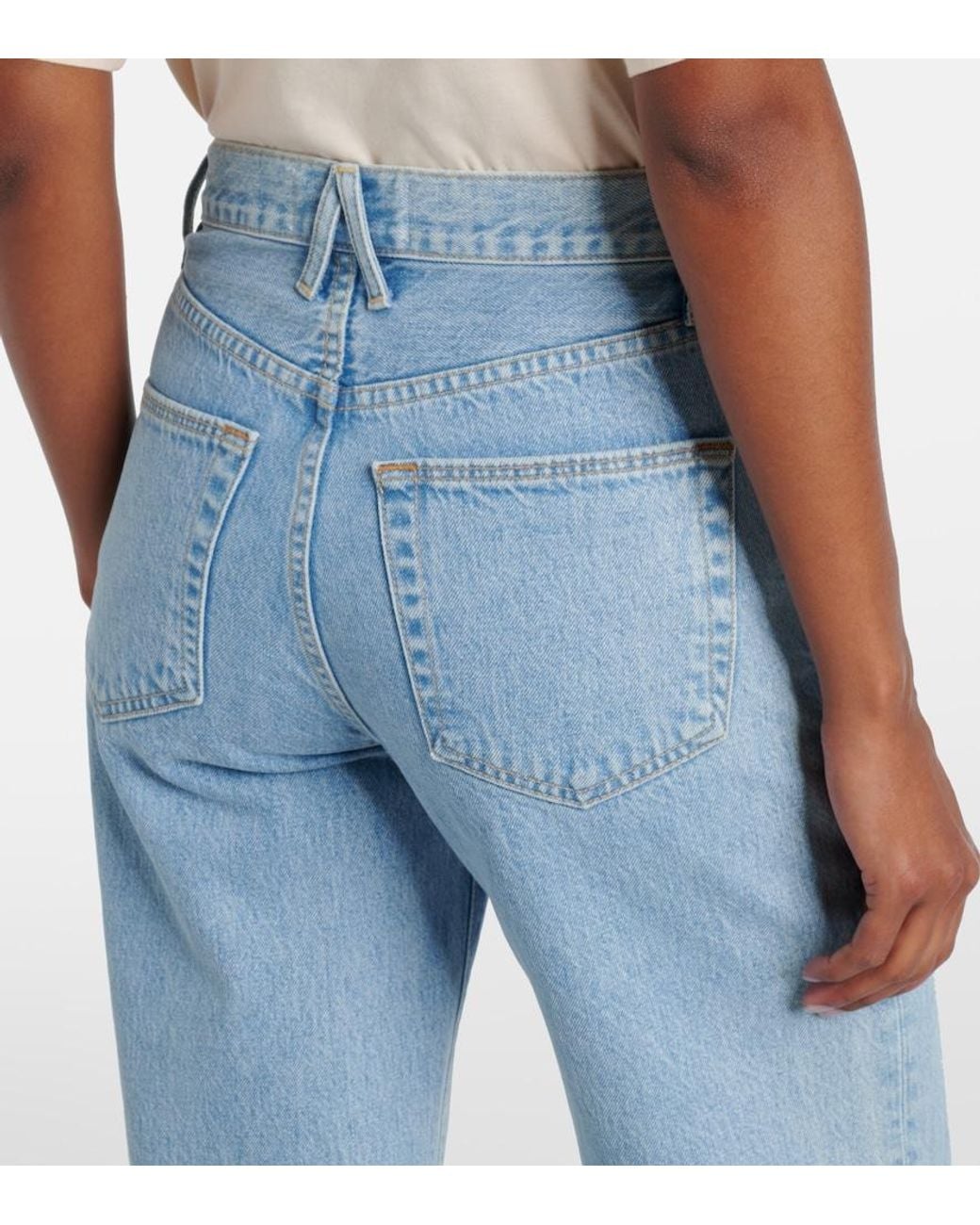 SLVRLAKE Denim Blue Grace High-Rise Wide-Leg Jeans