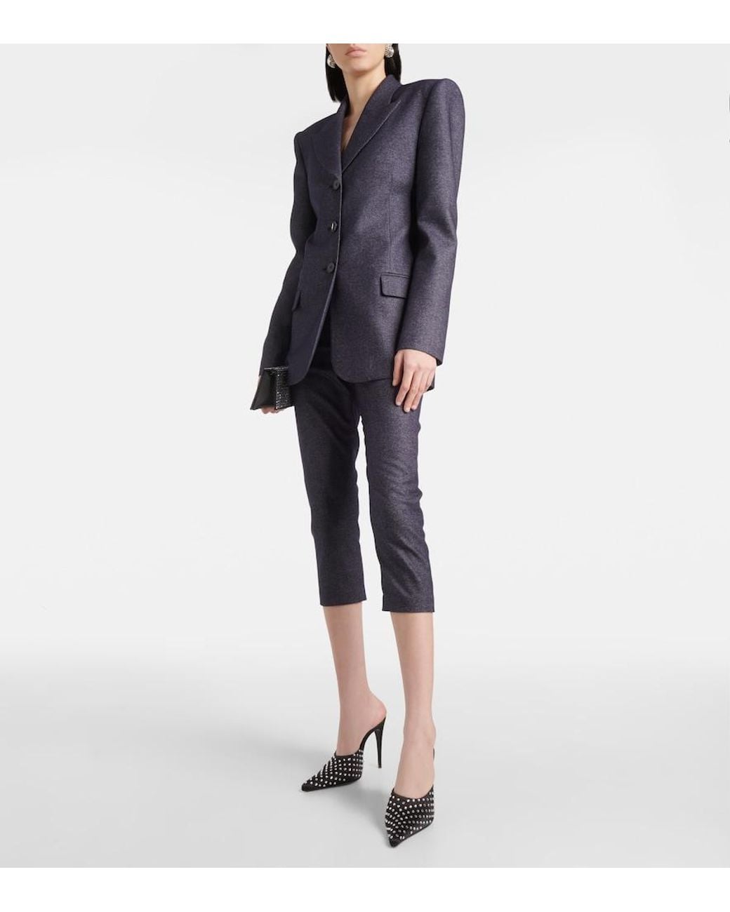 Magda Butrym Blue Wool-Blend Blazer
