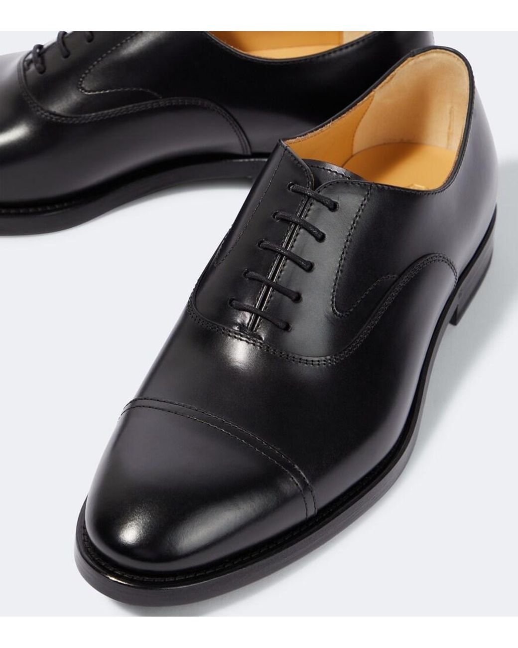 Brunello Cucinelli Black Leather Derby Shoes for men