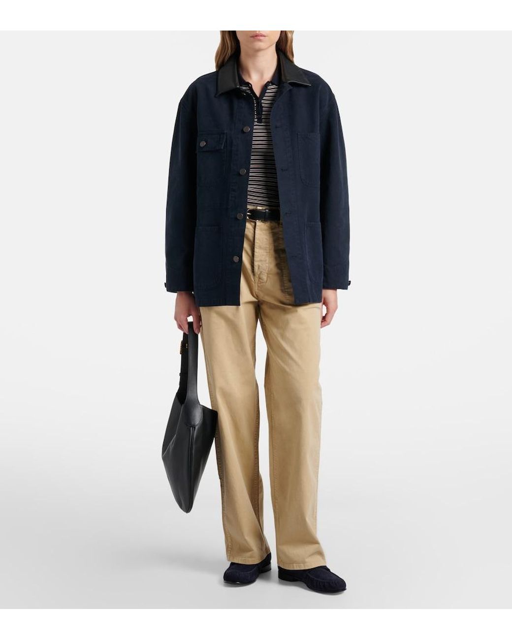 Nili Lotan Natural Whitney Cotton Wide-Leg Pants
