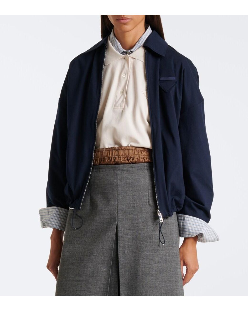 Prada Blue Reversible Re-Nylon And Jersey Blouson Jacket