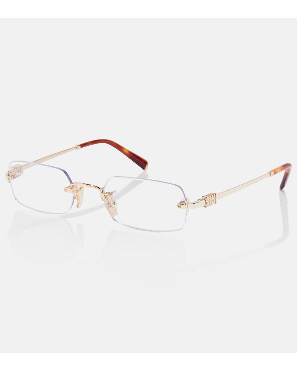 Miu Miu Metallic Eckige Brille