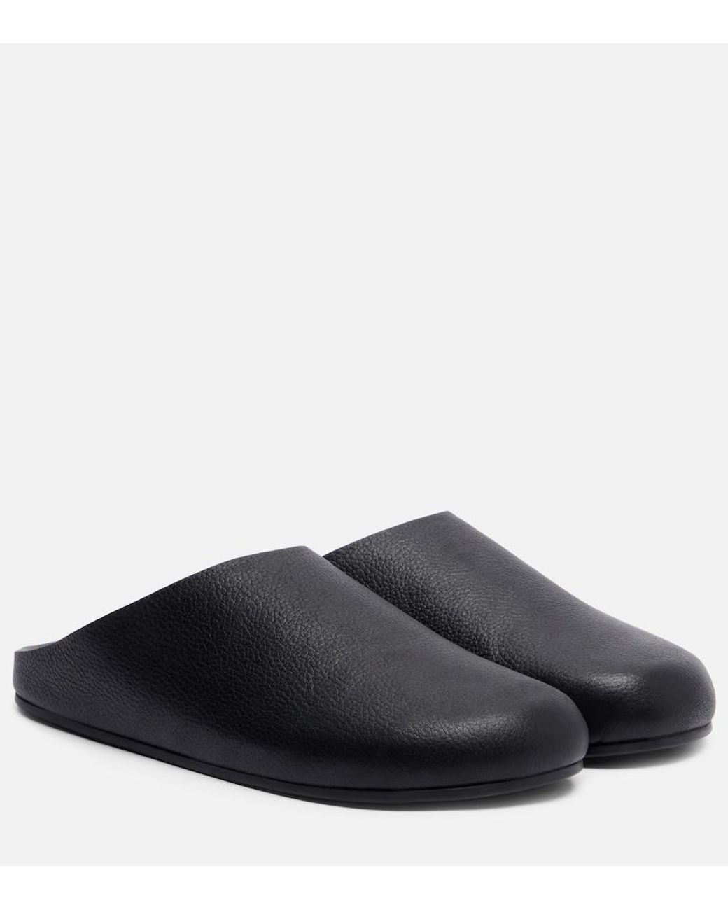 The Row Gray Hudson Leather Mules