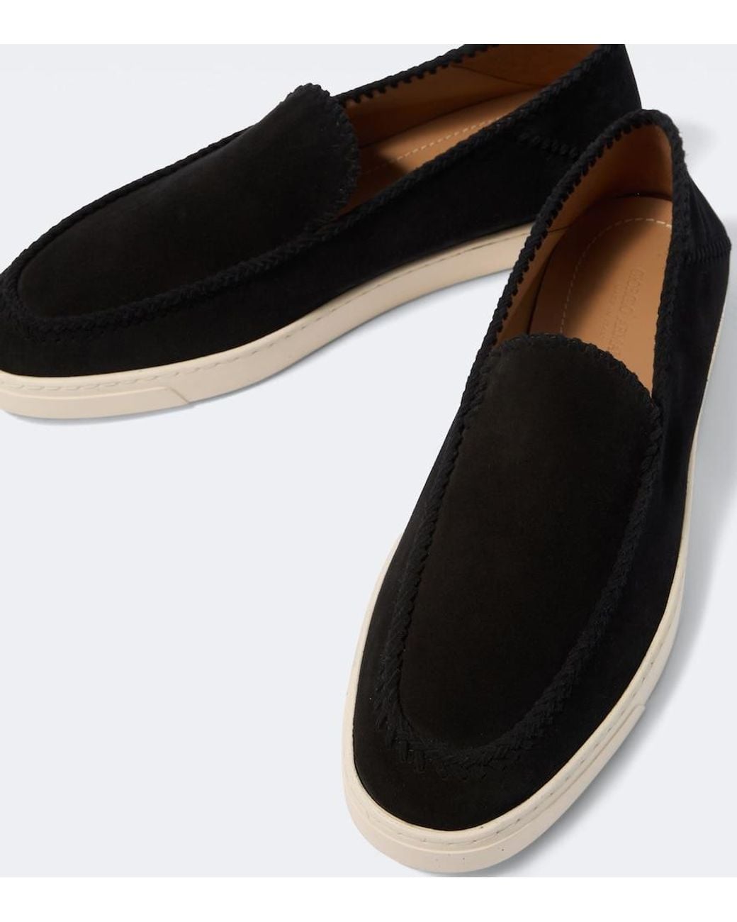 Giorgio Armani Black Galleria 3 Suede Slip-On Shoes for men