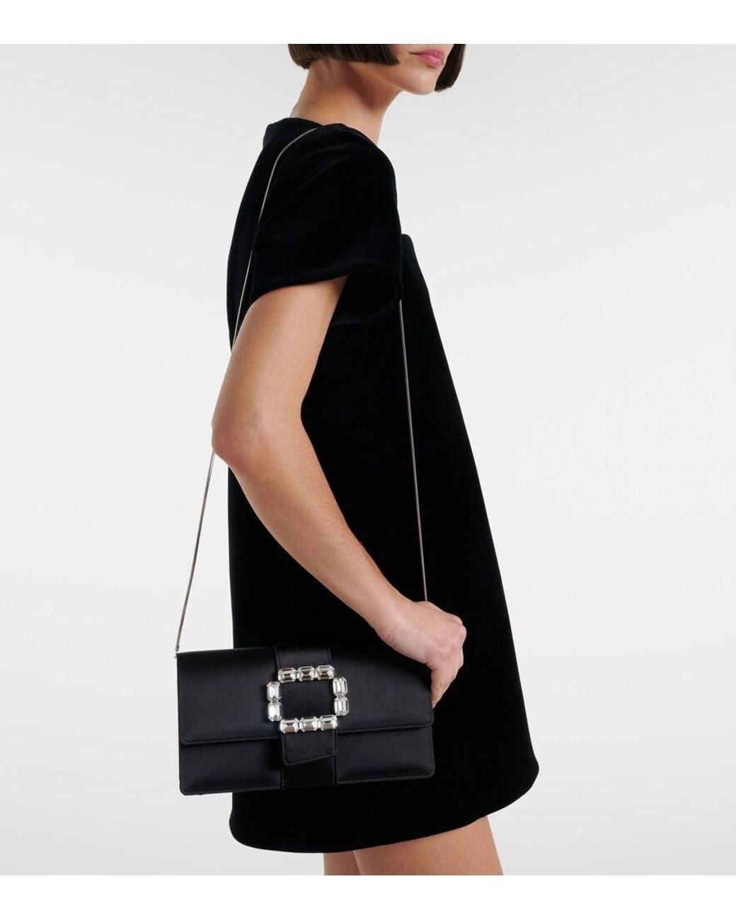 Manolo Blahnik Black Maycapjou Satin Clutch