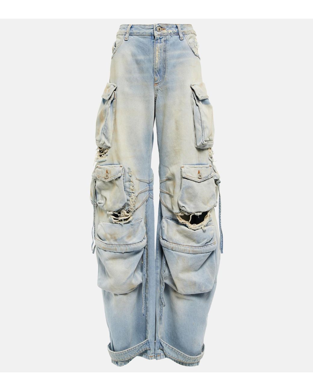The Attico Fern Cargo Jeans in White | Lyst