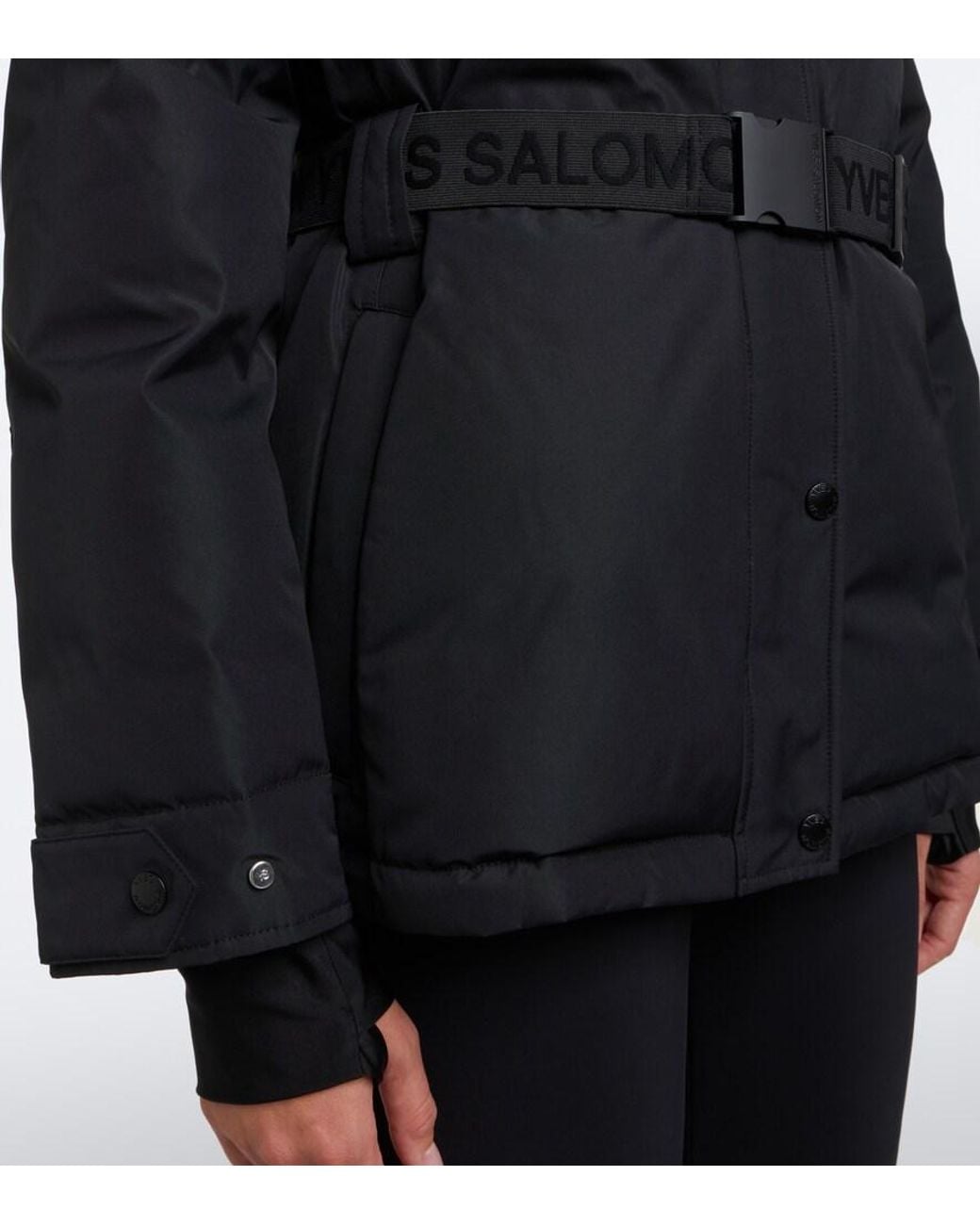 Yves Salomon Black Belted Shearling-Trimmed Ski Jacket
