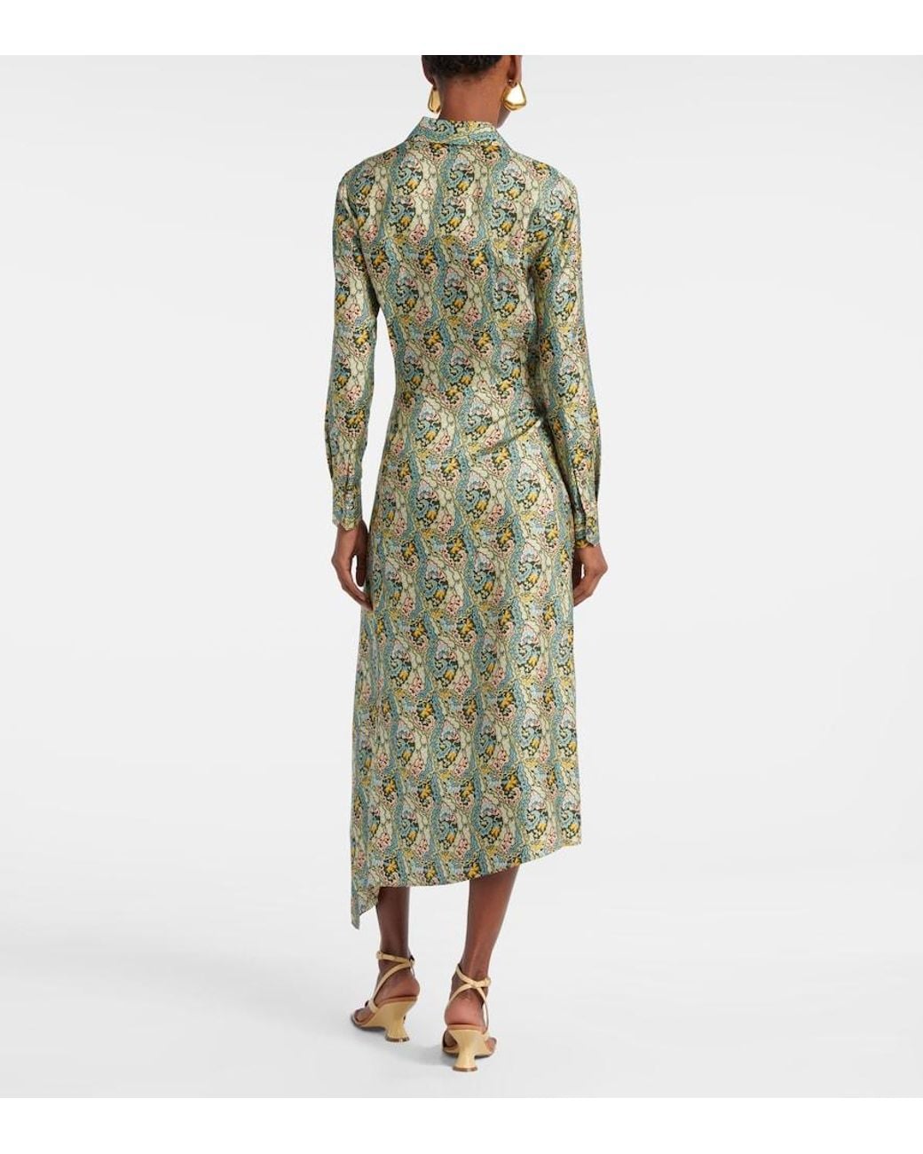 Tory Burch Green Paisley Silk Satin Wrap Dress